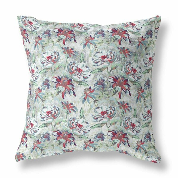 Palacedesigns 18 in. Roses Indoor & Outdoor Throw Pillow Light Green & Magenta PA3096010